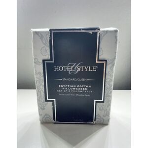 Hotel Style 600 Thread Count Cotton Pillowcases, Standard Queen - Grey Paisley